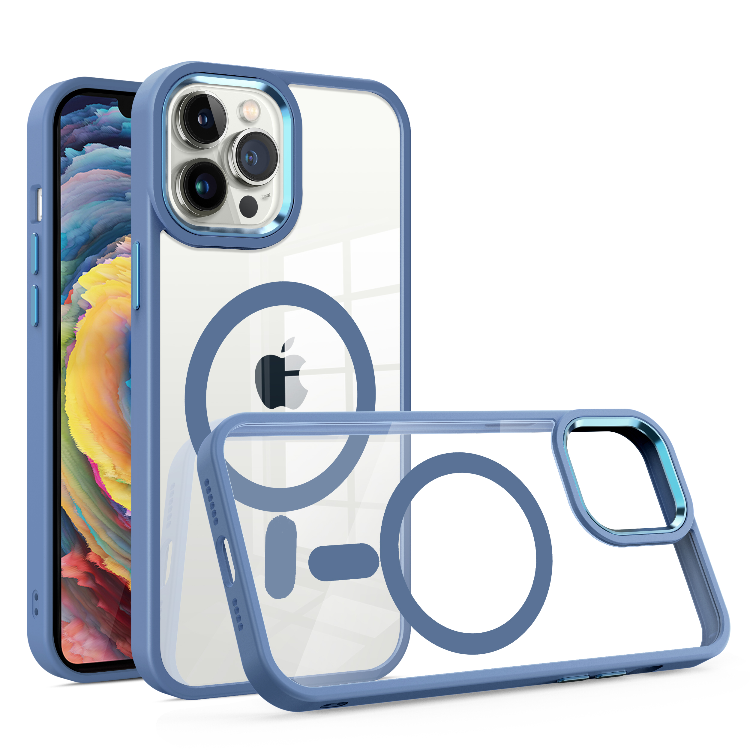 Luxury Transparent Wireless Charging Magnetic Cover Phone Case for iPhone 14Pro 13 Pro 11 12 Pro Max Shockproof Phone Case