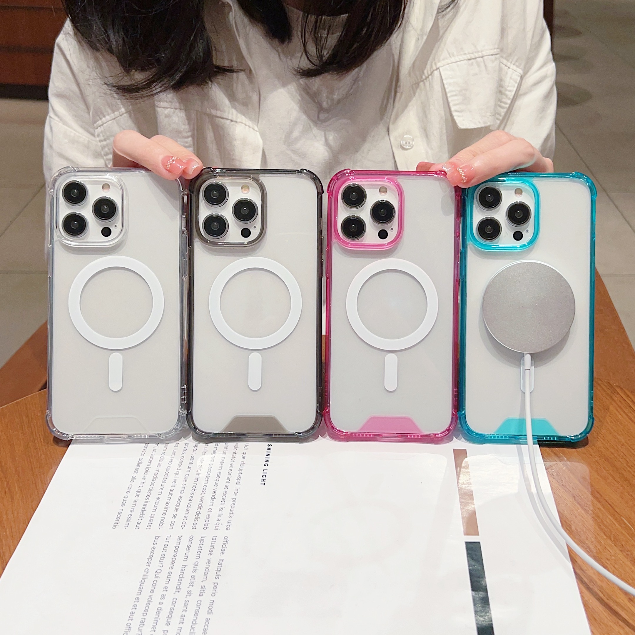Shockproof Mobile Phone Cases for iPhone 11 12 13 14 15 Pro Max 14 Pro 15 Plus with Magnetic Charging case