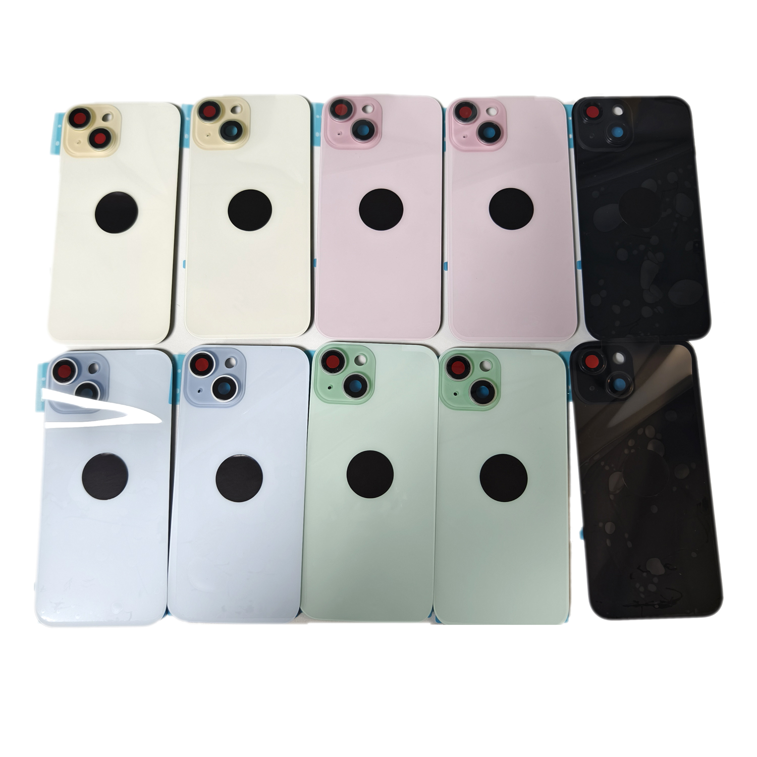 New Rear Battery for iPhone 15 15 Plus Back Glass with Camera Lens Glass Metal Plate and Magnets Ring Housing Repair