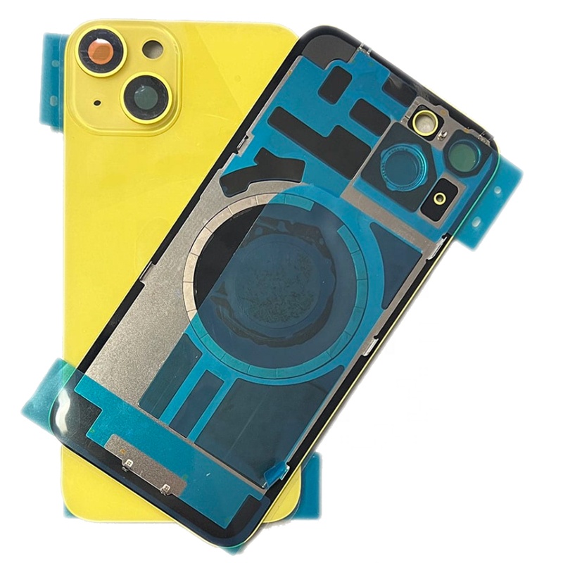 Back Glass with Magnet Metal Frame and Cam Lens Glasses for iPhone 14 14 Plus Battery Cover Rear Glass