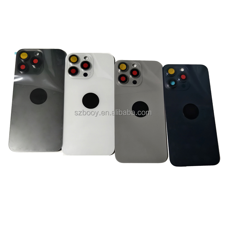 Back Glass with Magnet Metal Frame and Cam Lens Glasses for iPhone 15Pro 15 Pro Max Battery Cover Rear Glass