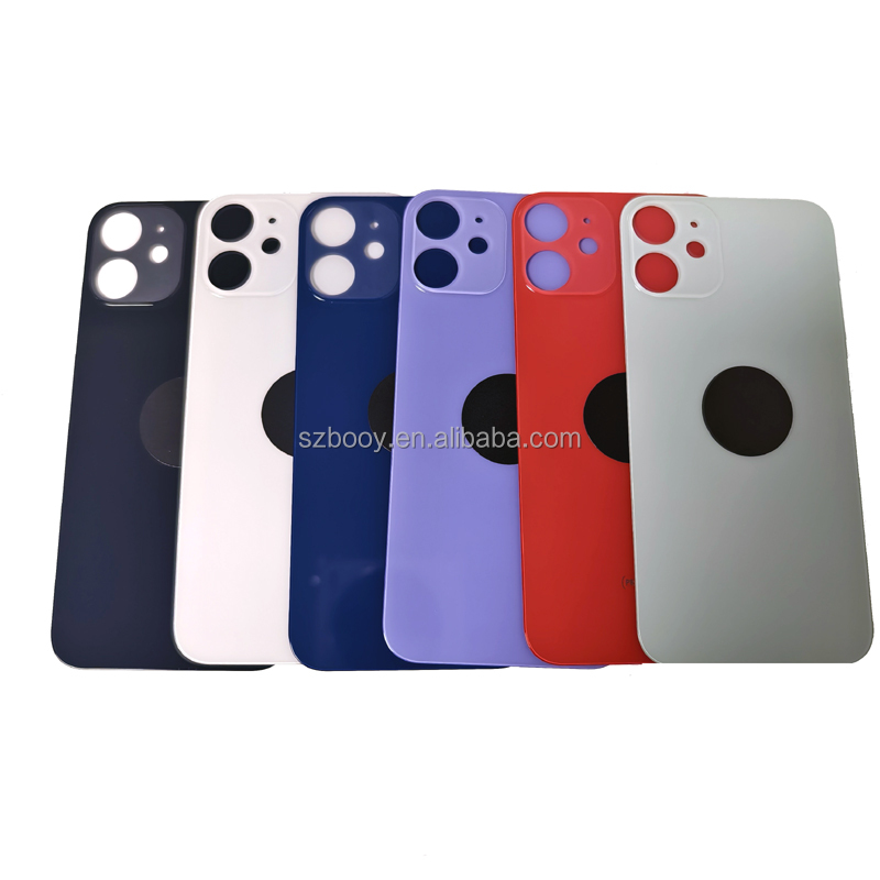 OEM High Quality Cold Engraving Big Hole Back Glass for iPhone 12mini 12 Rear Glass One Piece Design Battery Door Cover