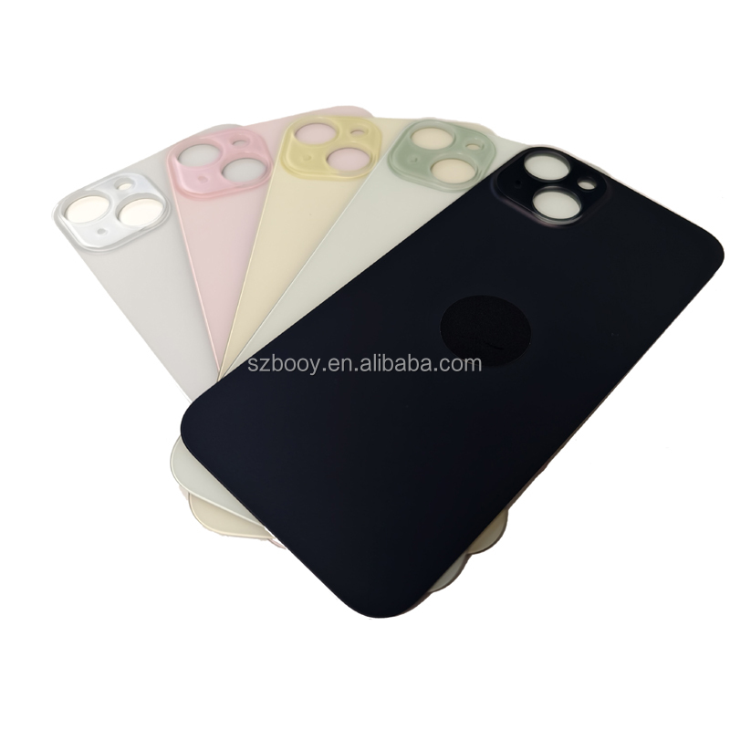 OEM High Quality Big Hole Back Glass for iPhone 15 15Plus Cold Engraving Rear Glass One Piece Design Battery Door Cover