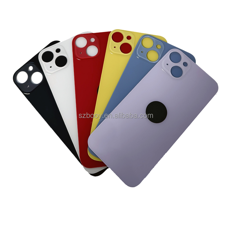 Cold Engraving Back Glass for iPhone 14 14Plus Big Hole Rear Glass One Piece Design OEM High Quality Battery Door Cover