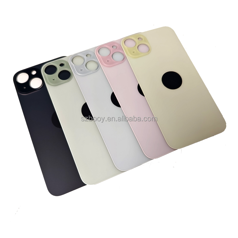 Cold Engraving Back Glass for iPhone 15 15Plus Big Hole Rear Glass One Piece Design OEM High Quality Battery Door Cover