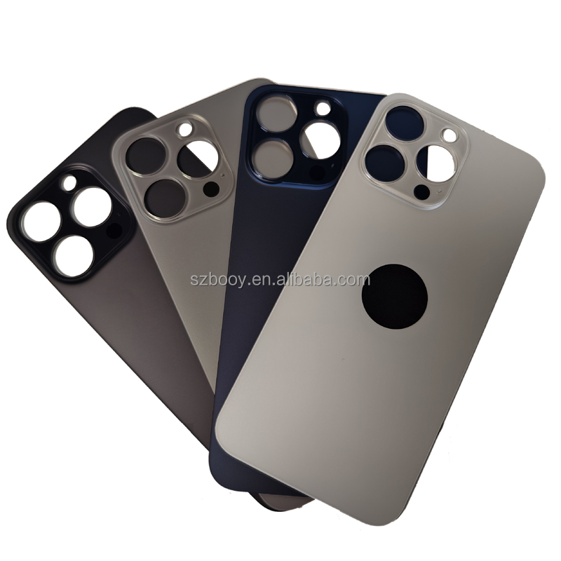Big Hole Cold Engraving Back Glass for iPhone 15 Pro Max 15Pro Rear Glass One Piece Design Battery Door Cover OEM High Quality