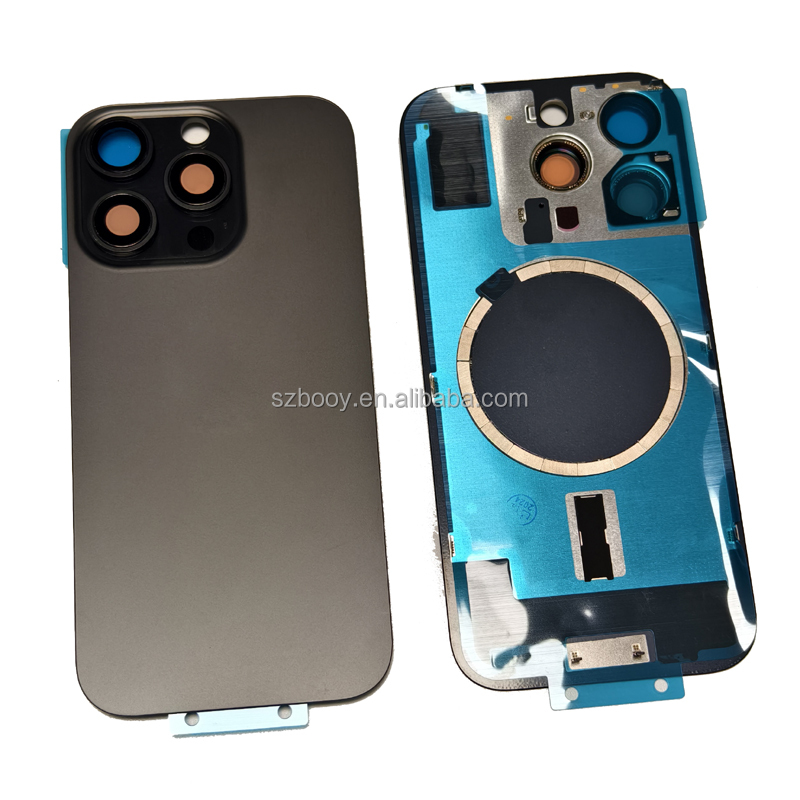Back Glass with Magnet Metal Frame and Cam Lens Glasses for iPhone 16 16plus 16pro 16 Pro Max Battery Cover Rear Glass