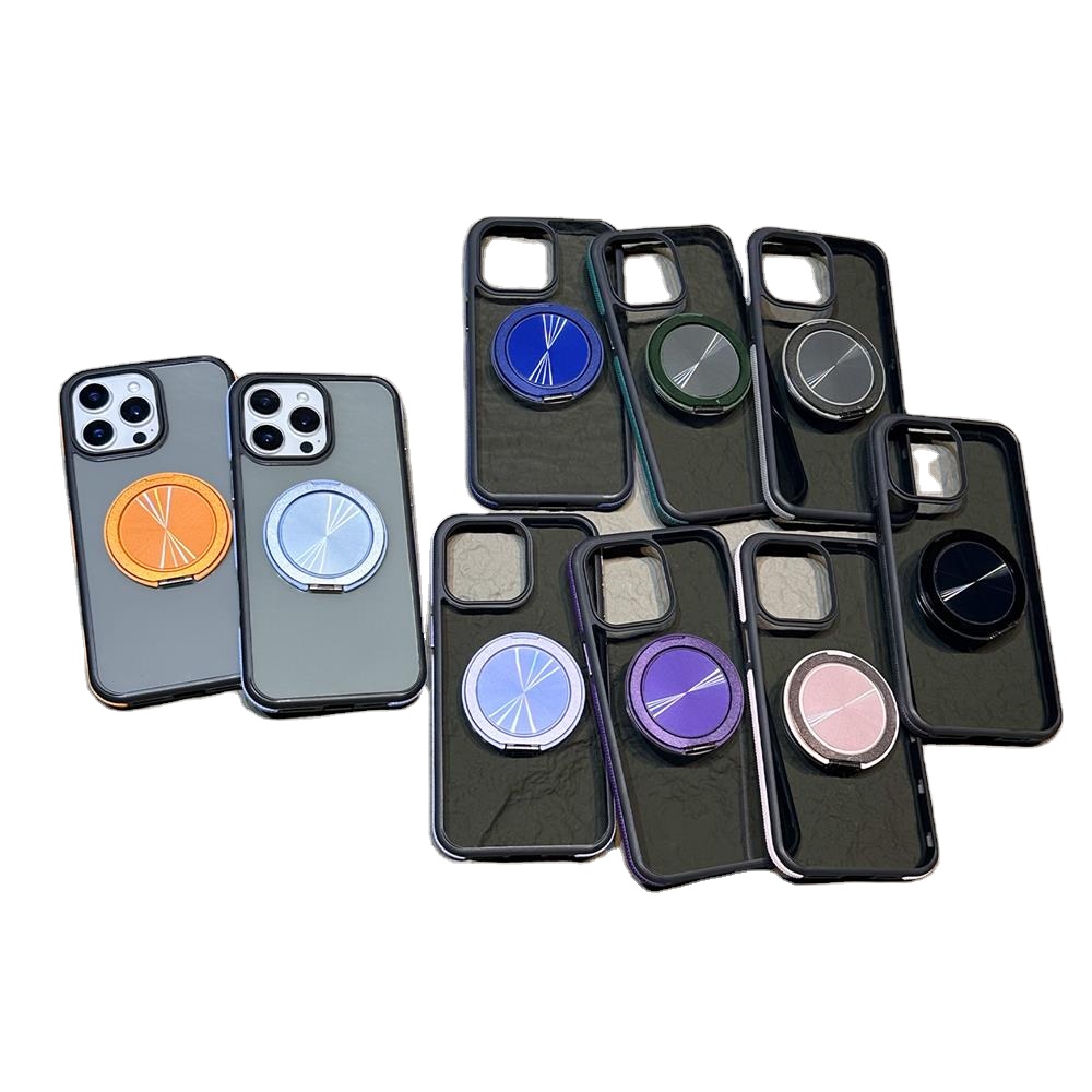 Double Bracket Camera Lens Holder Metal Stand Finger Ring Magnetic Phone Case for iPhone 11 12 13 14 15 16 Pro Max Clear Cover