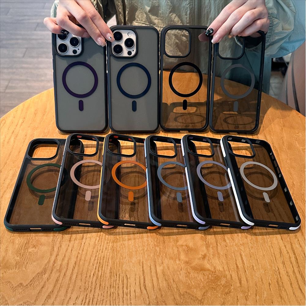 Shockproof TPU Bumper Transparent Magnetic Case for iPhone 15 16 Pro Max 11 12 13 14 Plus 15 Pro acrylic back cover case