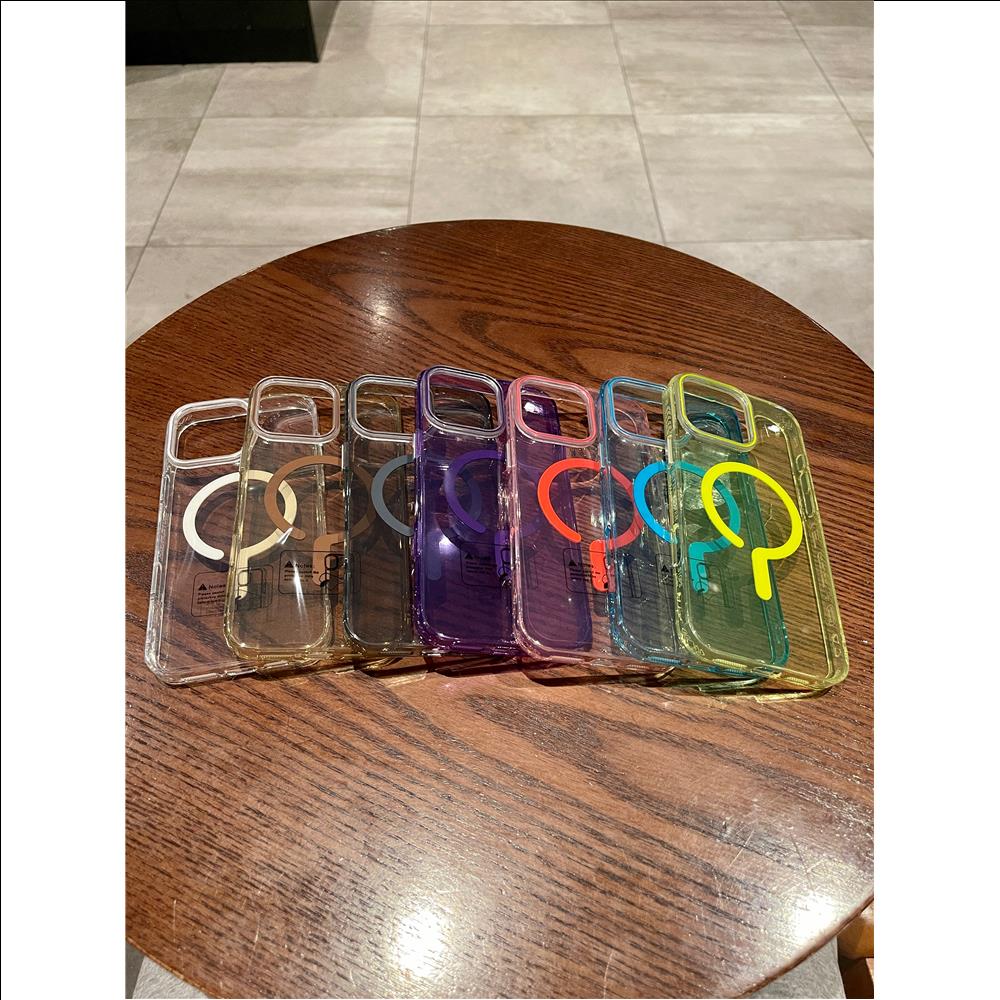 Colorful Transparent Magnetic Mobile Phone Case Protective Hard Shell Acrylic Back Cover For iPhone 11 12 13 14 15 16 pro max