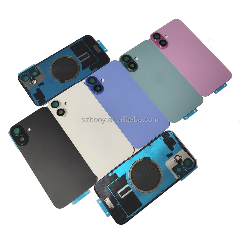 Phone Repair Back Glass for iPhone 16+ 16 Plus Battery Cover Rear Glass with Magnet Metal Frame and Cam Lens Glasses