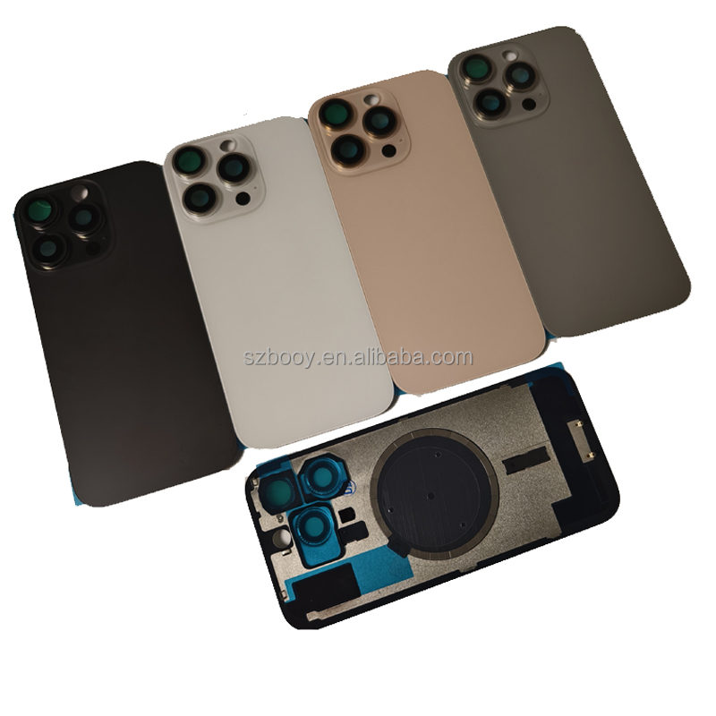 Replacement Back Glass with Magnet Metal Frame and Cam Lens Glasses for iPhone 16 Pro Battery Cover Rear Glass After Market