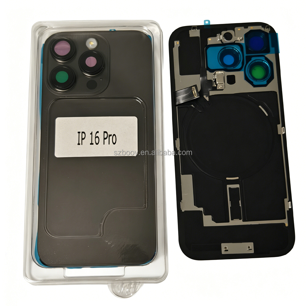 Back Glass With Metal Frame Camera Lens Glass NFC Wireless Charging Flex Cable Magnet Back Glass for iPhone 16Pro 16 Pro Max