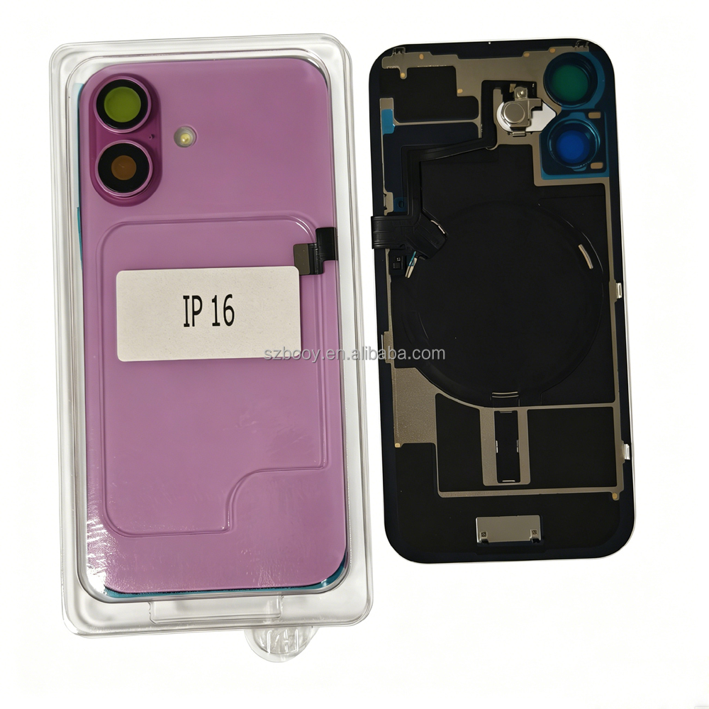 Back Glass With Metal Frame Camera Lens Glass NFC Wireless Charging Flex Cable Magnet Back Glass for iPhone 16 16 Plus
