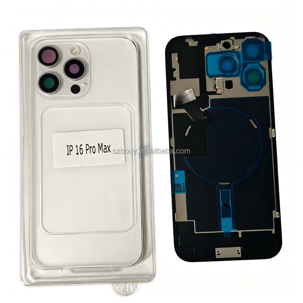 Back Glass for iPhone 16Pro 16 Pro Max With Metal Frame Camera Lens Glass NFC Wireless Charging Flex Cable Magnet Back Glass