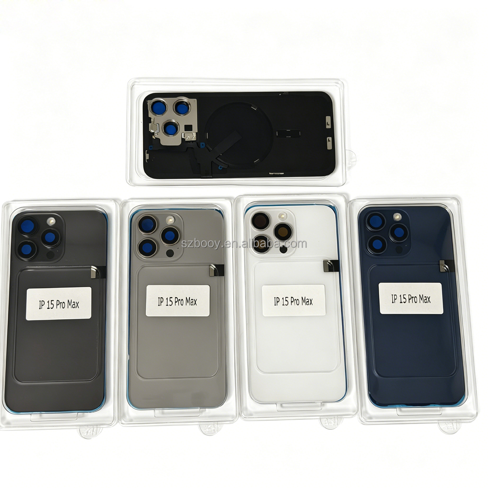 Back Glass for iPhone 15 Pro 15 Pro Max With Metal Frame Camera Lens Glass NFC Wireless Charging Flex Cable Magnet Back Glass