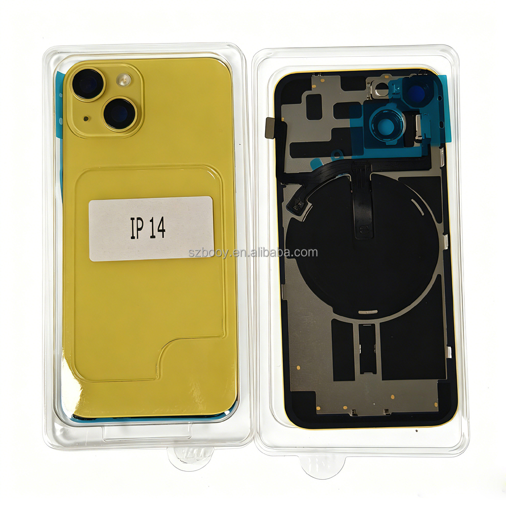 Back Glass for iPhone 14 14Plus With Metal Frame Camera Lens Glass NFC Wireless Charging Flex Cable Magnet Back Case Cover