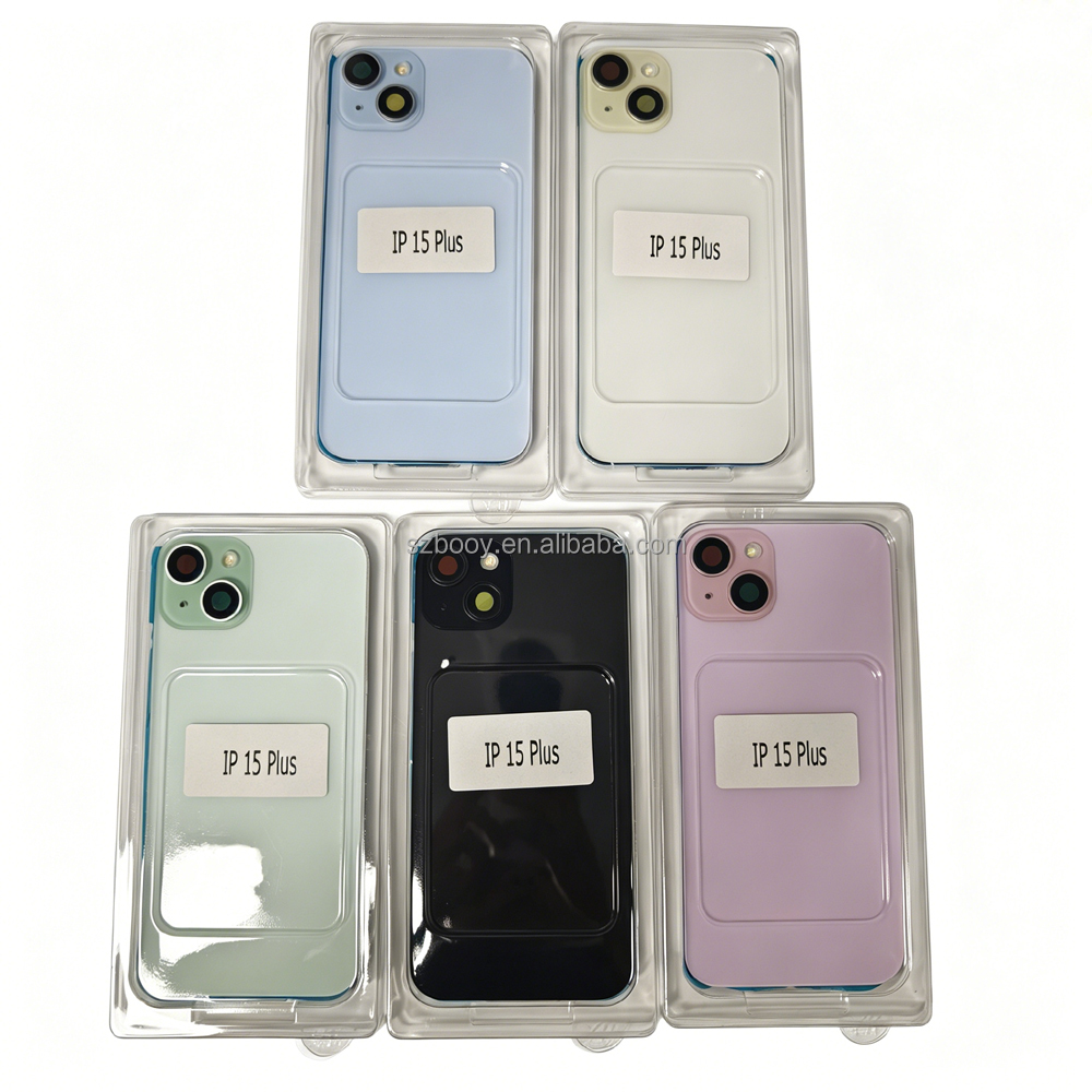 Back Glass for iPhone 15 15Plus With Metal Frame Camera Lens Glass NFC Wireless Charging Flex Cable Magnet Back Case Cover