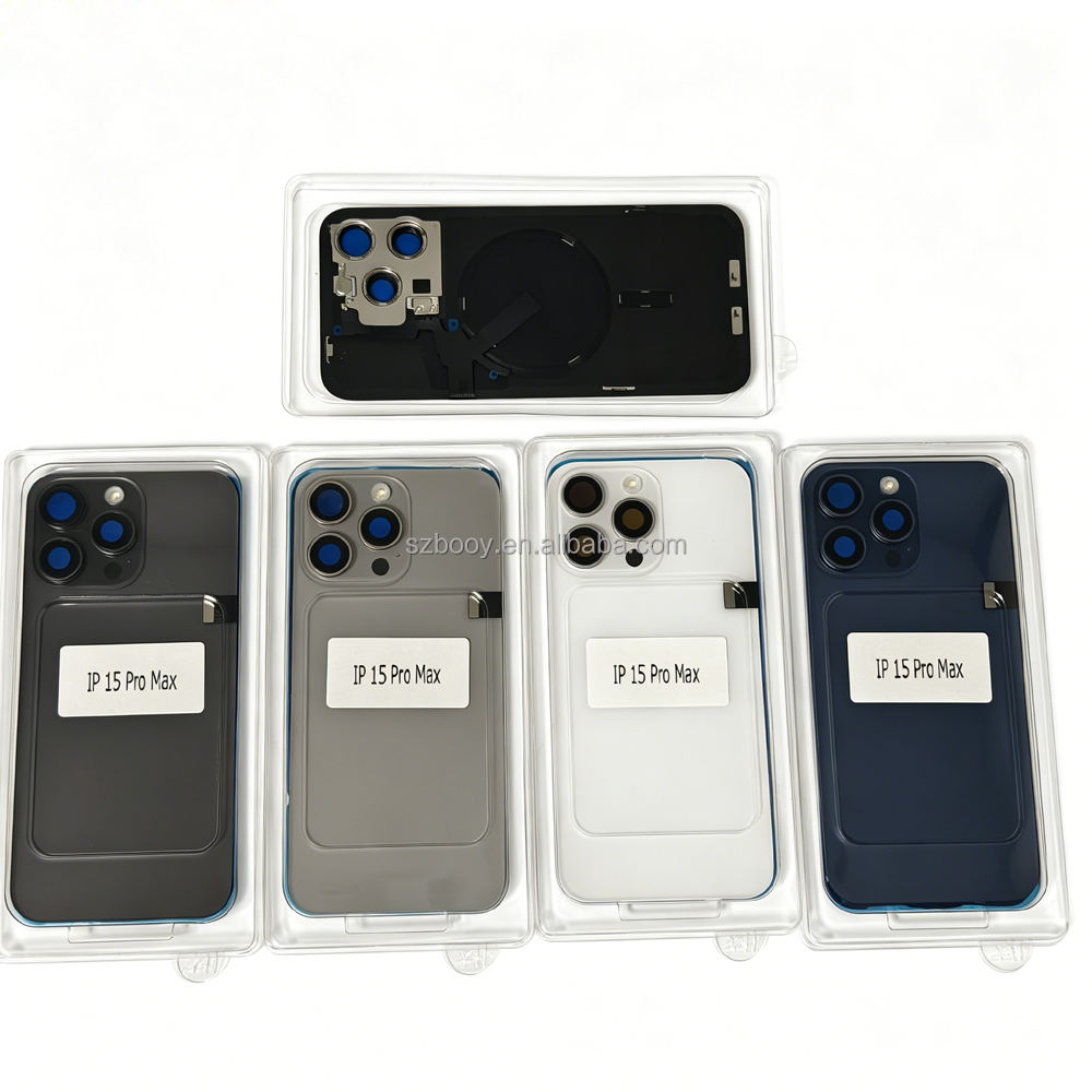 Back Glass for iPhone 15 Pro 15 Pro Max With Metal Frame Camera Lens Glass NFC Wireless Charging Flex Cable Magnet