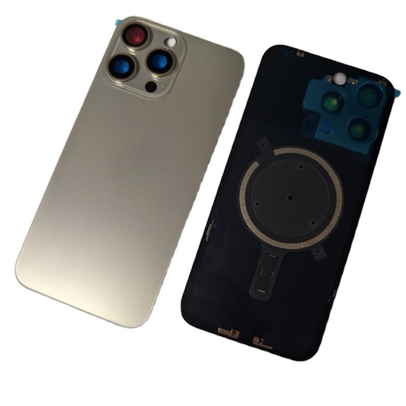 Wholesale for iPhone 15Pro 15 Pro Max Back Glass Rear Cover with Camera Lens Glass Metal Plate and Magnets Ring Housing Repair