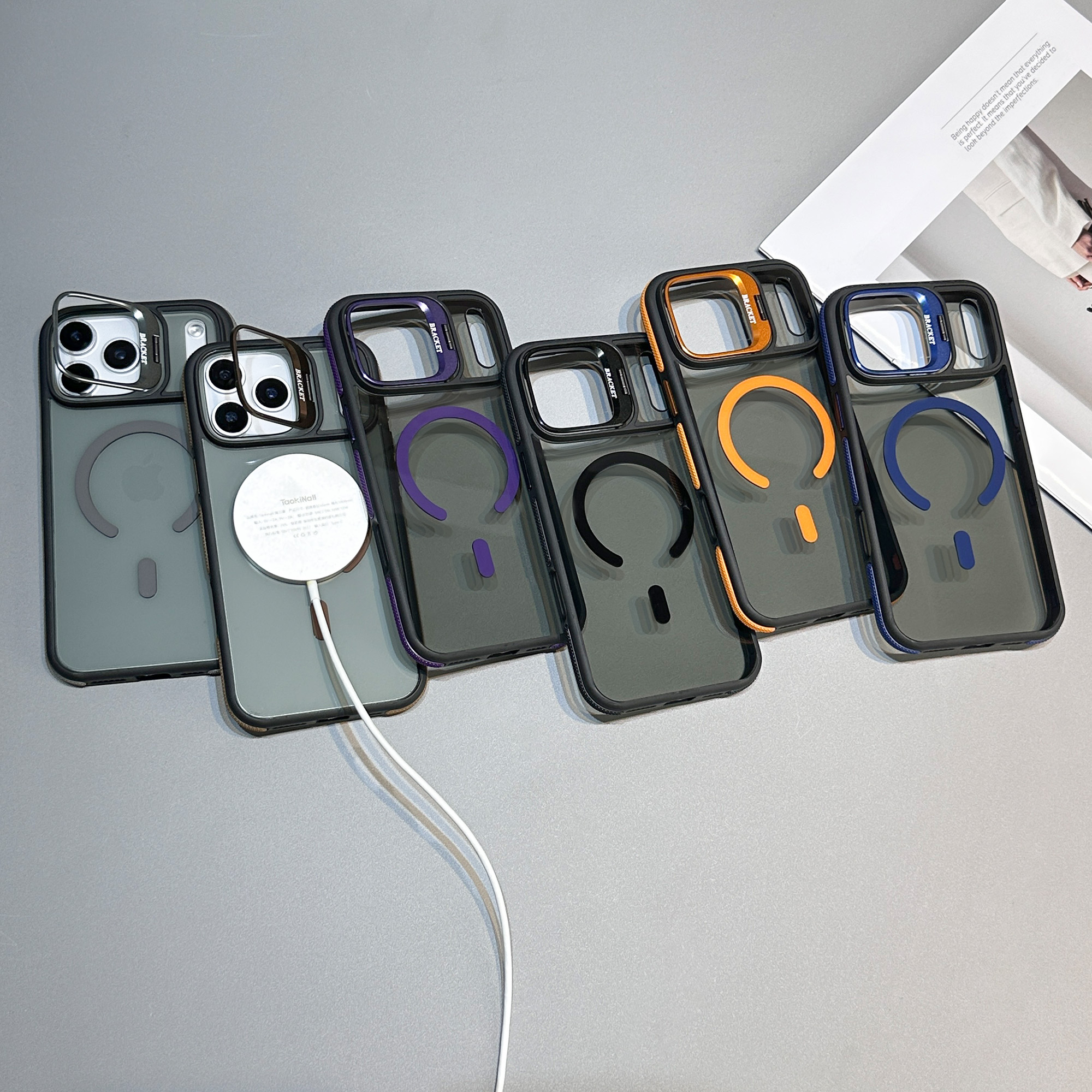 C6 Lidun Lens Stand Magnetic Cases for iPhone 11 12 13 Pro max 14 15 Plus 16 17 18 Pro max