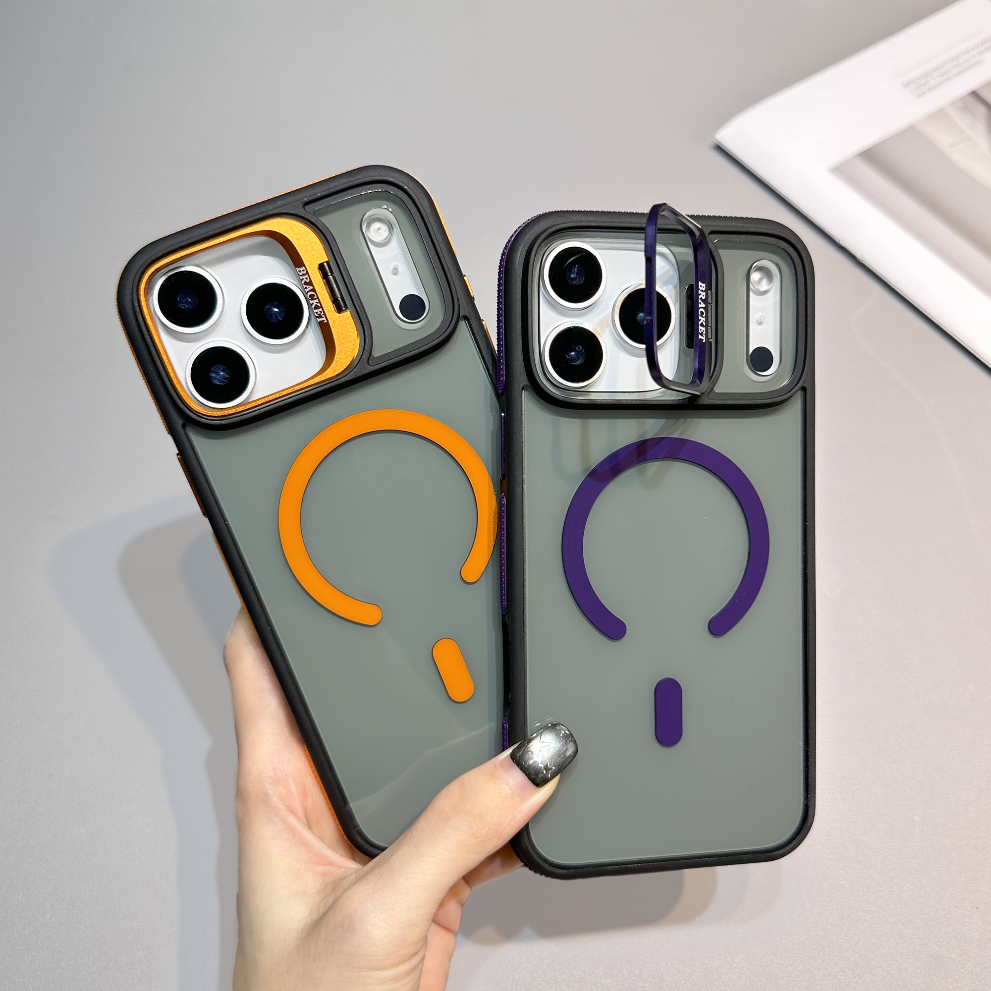 C6 Lidun Lens Stand Magnetic Cases for iPhone 11 12 13 Pro max 14 15 Plus 16 17 18 Pro max