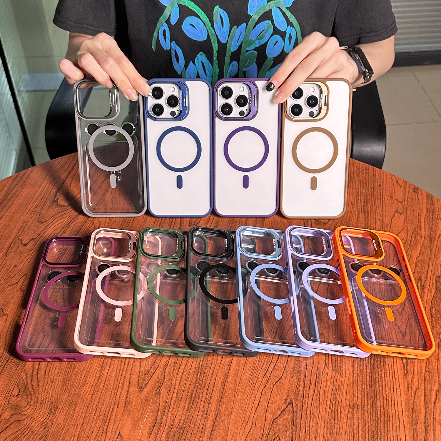U2 Lens Stand Magnetic Cases for iPhone 11 12 13 Pro max 14 15 Plus 16 17 18 Pro max