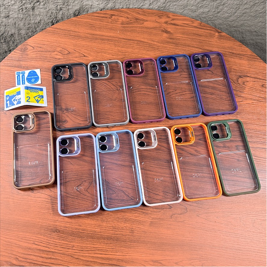 U1 Transparent Bracket Phone Case With Camera Kickstand CD Camera Lens Shockproof Mobile Phones Cover for iPhone 11-18 Pro Max