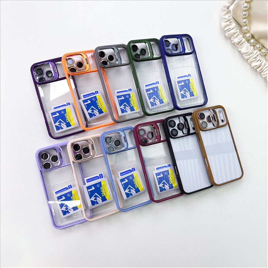 U1 Transparent Bracket Phone Case With Camera Kickstand CD Camera Lens Shockproof Mobile Phones Cover for iPhone 11-18 Pro Max