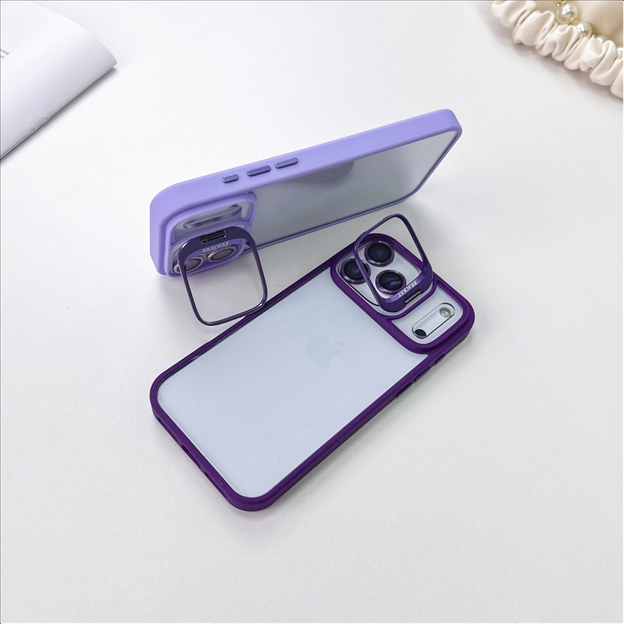 U1 Transparent Bracket Phone Case With Camera Kickstand CD Camera Lens Shockproof Mobile Phones Cover for iPhone 11-18 Pro Max