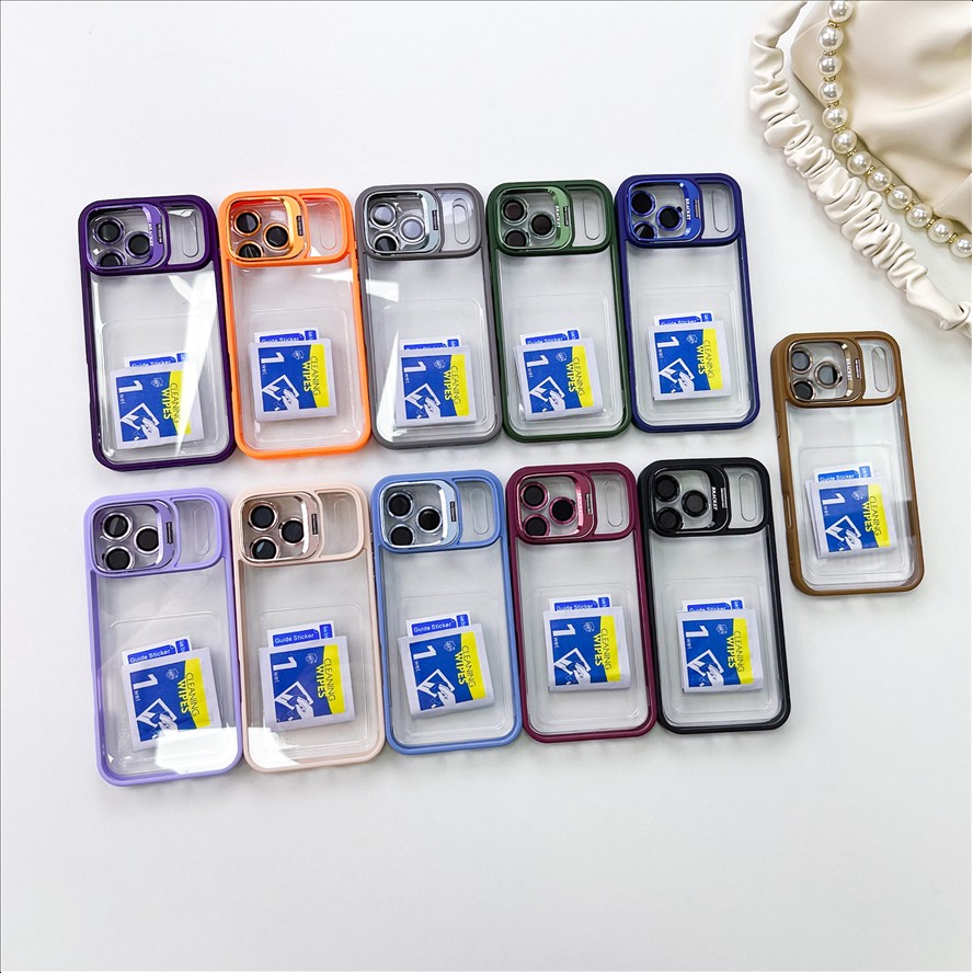 U1 Shockproof Clear Phone case with Metal Ring Stand Camera Lens Cover for iPhone 17 Pro max 18 Pro max