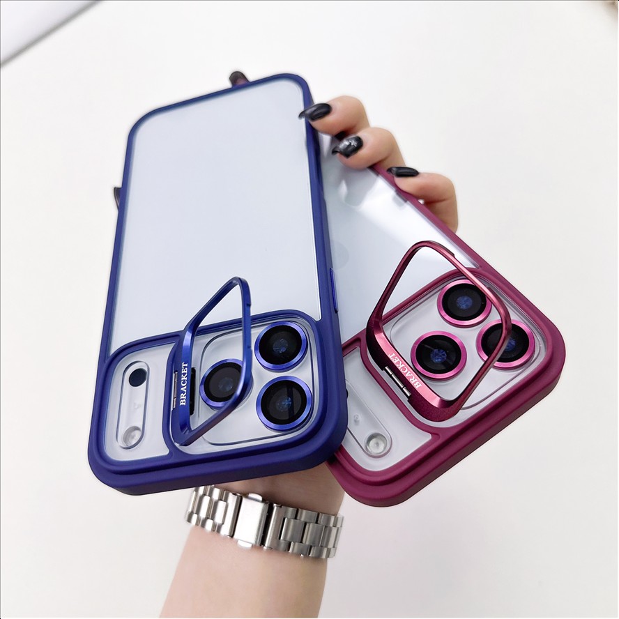 U1 Shockproof Clear Phone case with Metal Ring Stand Camera Lens Cover for iPhone 17 Pro max 18 Pro max
