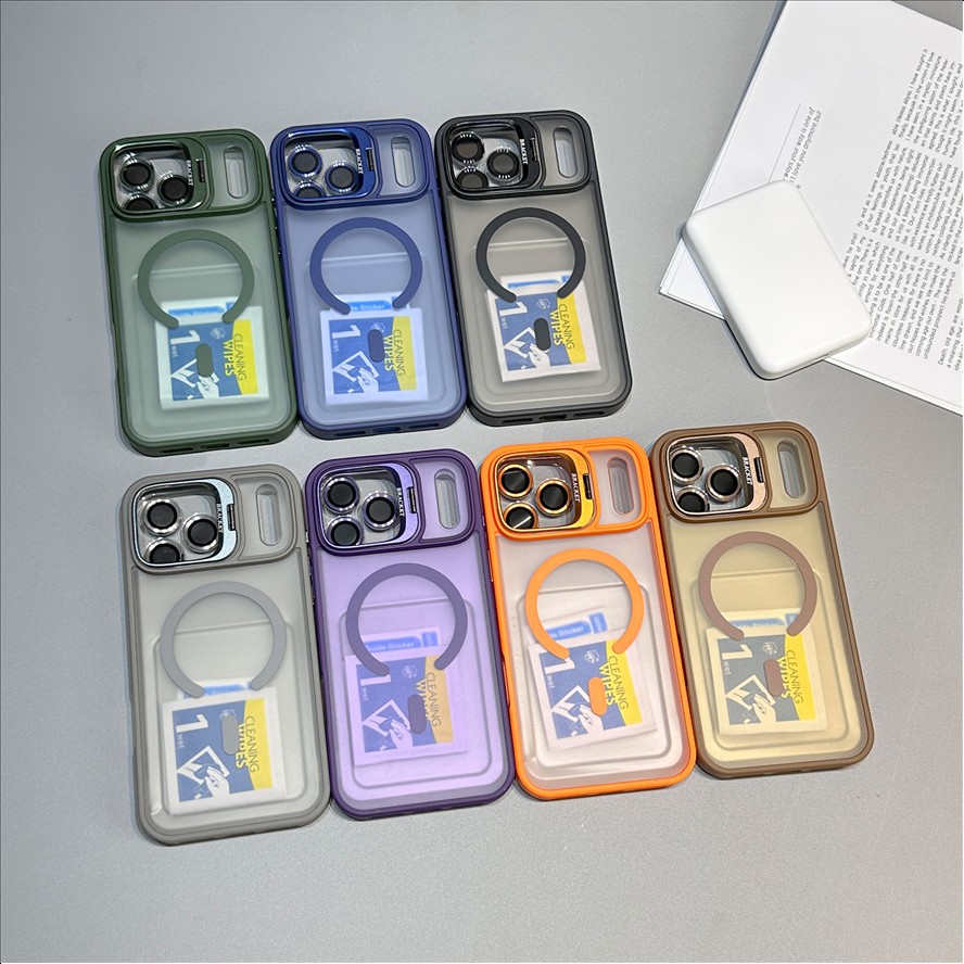 U4 Matte Case With Lens Protector Folding Camera Stand Magnetic Mobile Phone Cover for iPhone 17 18 Pro Max Shockproof