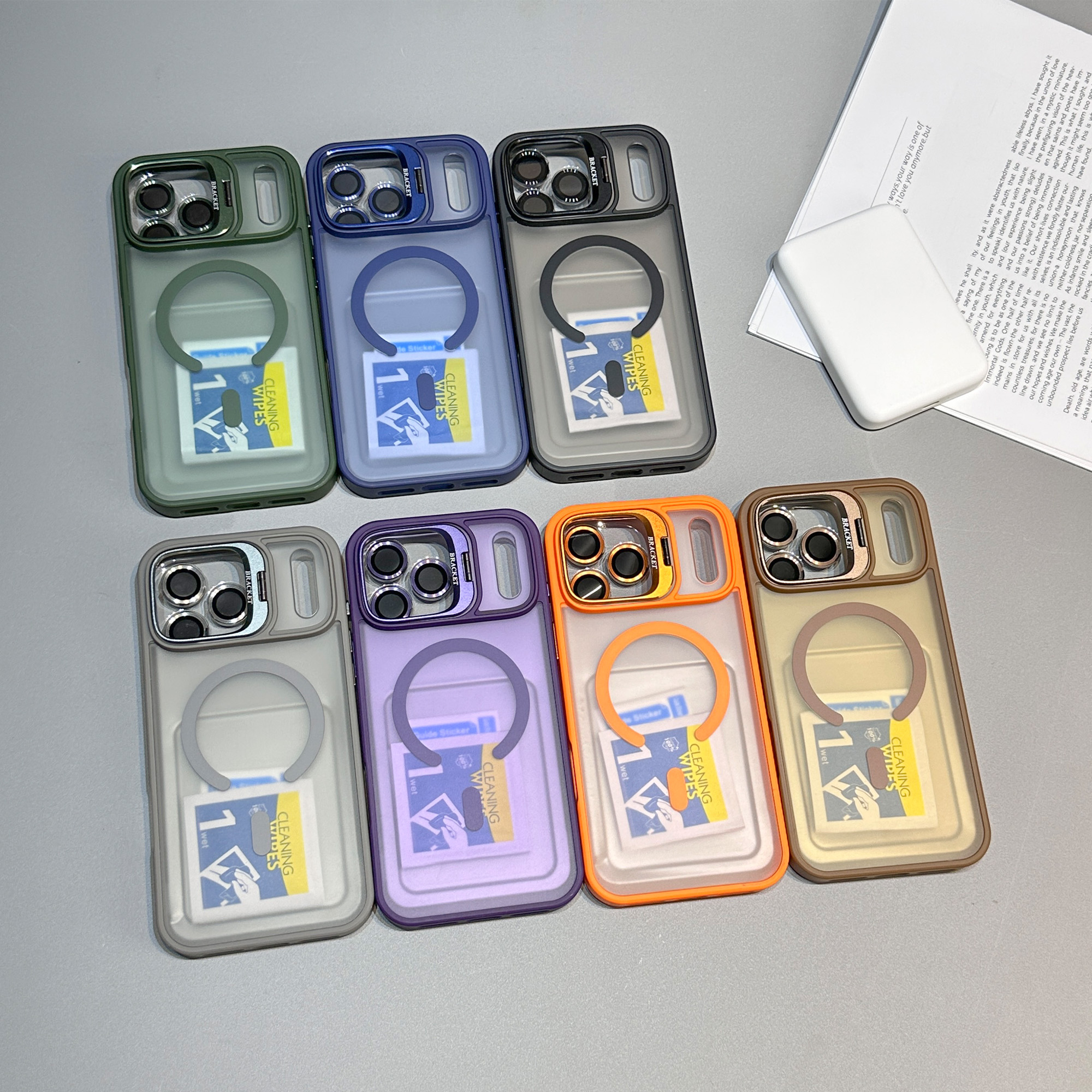 U4 Matte Case With Lens Protector Folding Camera Stand Magnetic Mobile Phone Cover for iPhone 17 18 Pro Max Shockproof