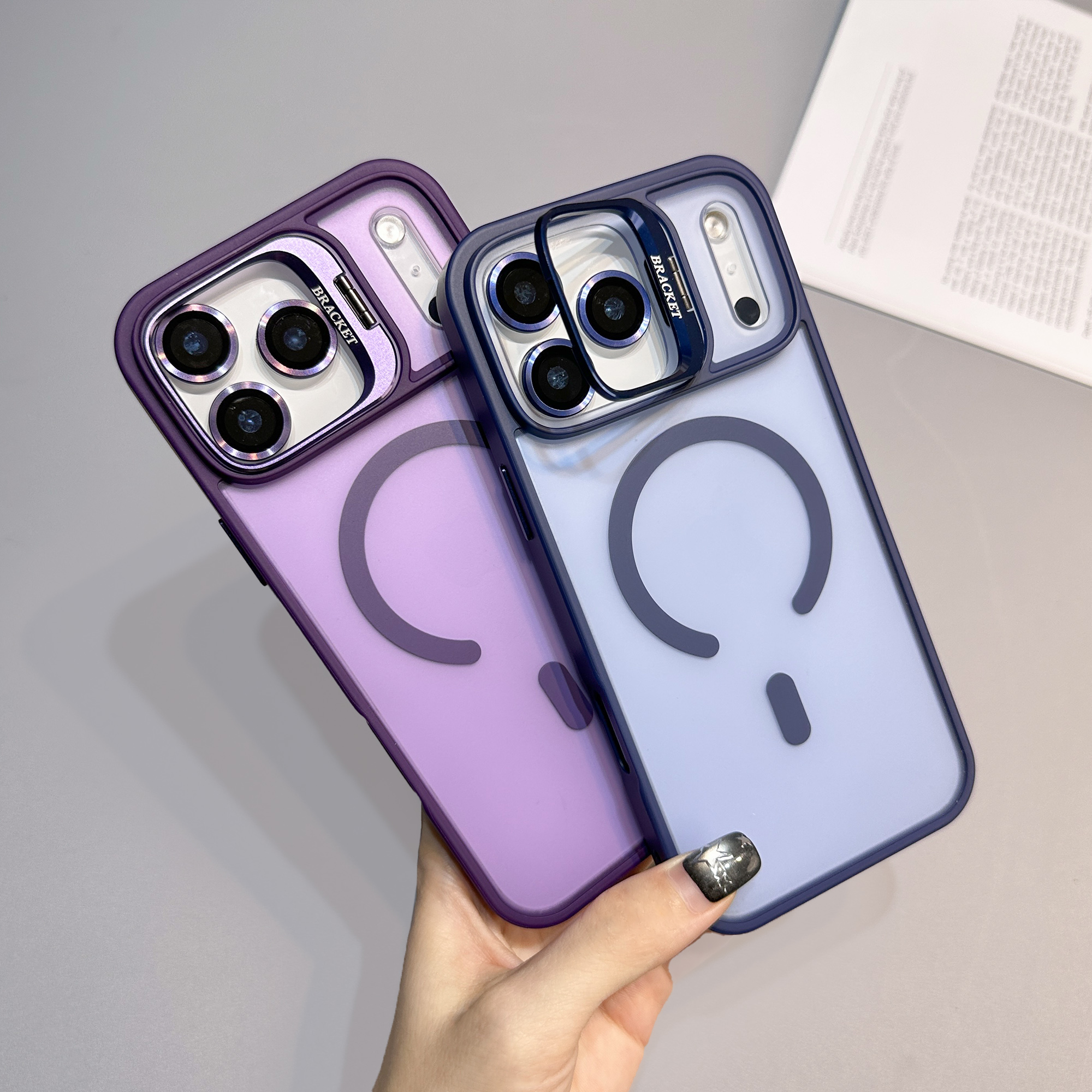 U4 Matte Case With Lens Protector Folding Camera Stand Magnetic Mobile Phone Cover for iPhone 17 18 Pro Max Shockproof