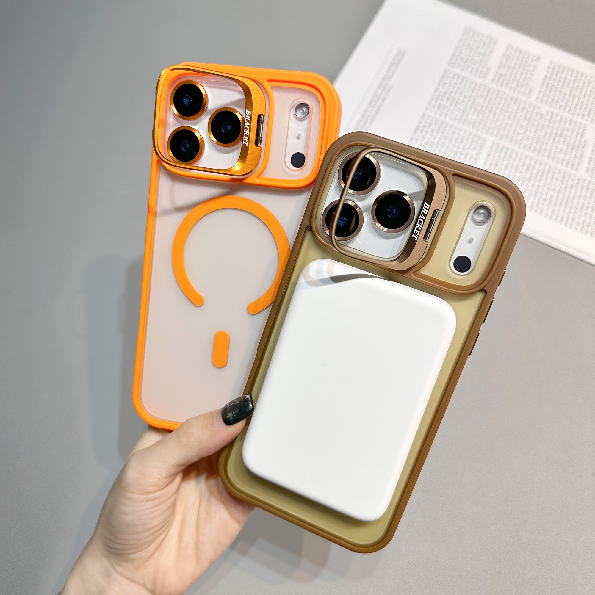 U4 Matte Case With Lens Protector Folding Camera Stand Magnetic Mobile Phone Cover for iPhone 17 18 Pro Max Shockproof