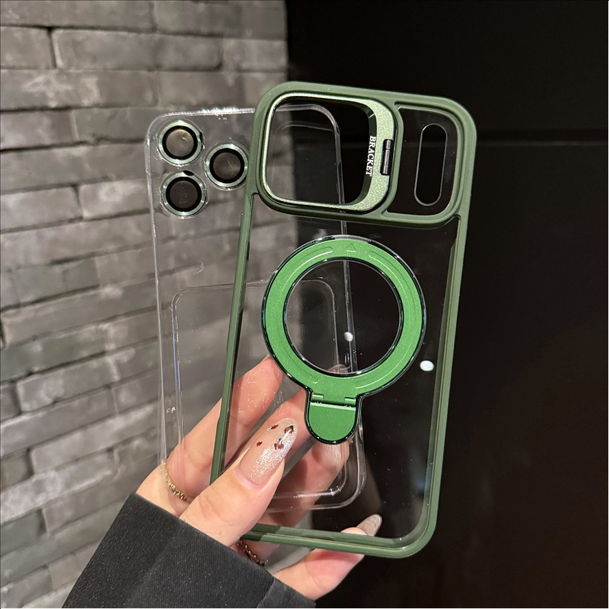 U7 Magnetic with Ring Kickstand Lens Protector Plain Design Wireless Charging Phone case for iPhone 11 12 13 14 15 16 17 18 Pro Max