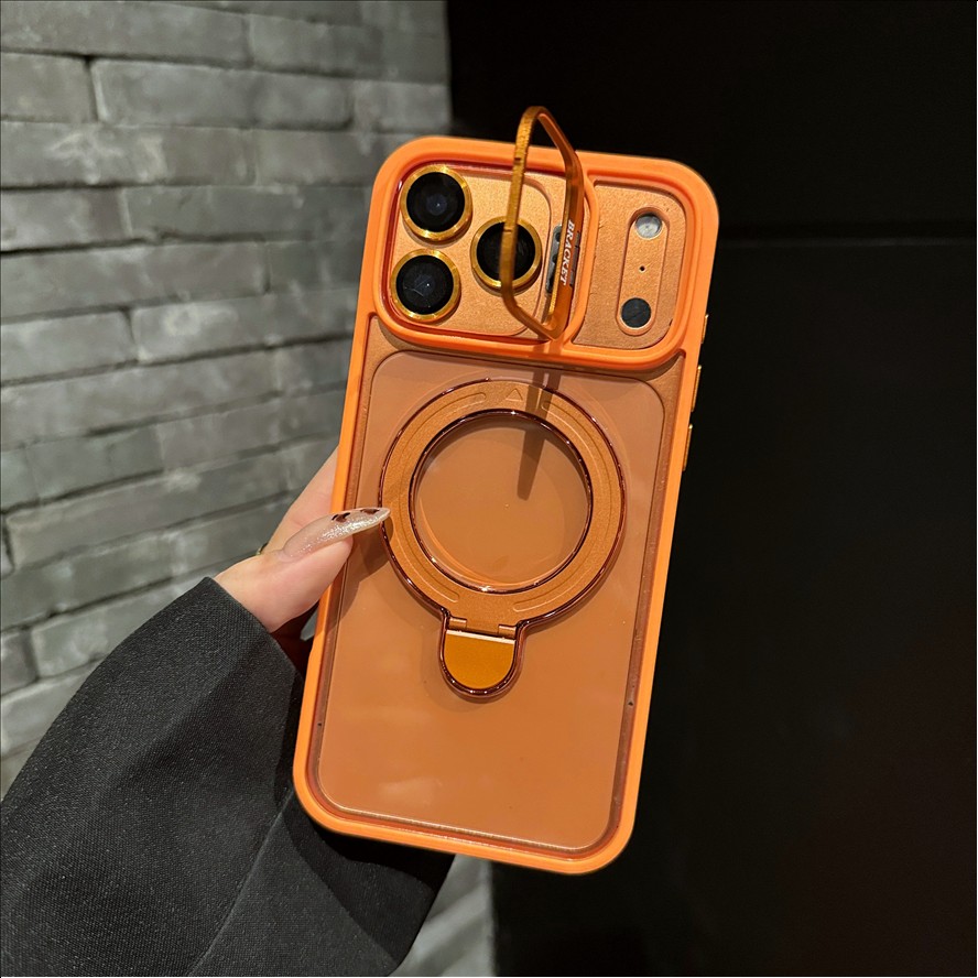 U7 Magnetic with Ring Kickstand Lens Protector Plain Design Wireless Charging Phone case for iPhone 11 12 13 14 15 16 17 18 Pro Max