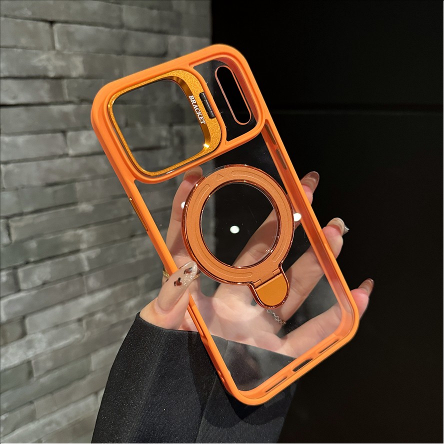 U7 Magnetic with Ring Kickstand Lens Protector Plain Design Wireless Charging Phone case for iPhone 11 12 13 14 15 16 17 18 Pro Max
