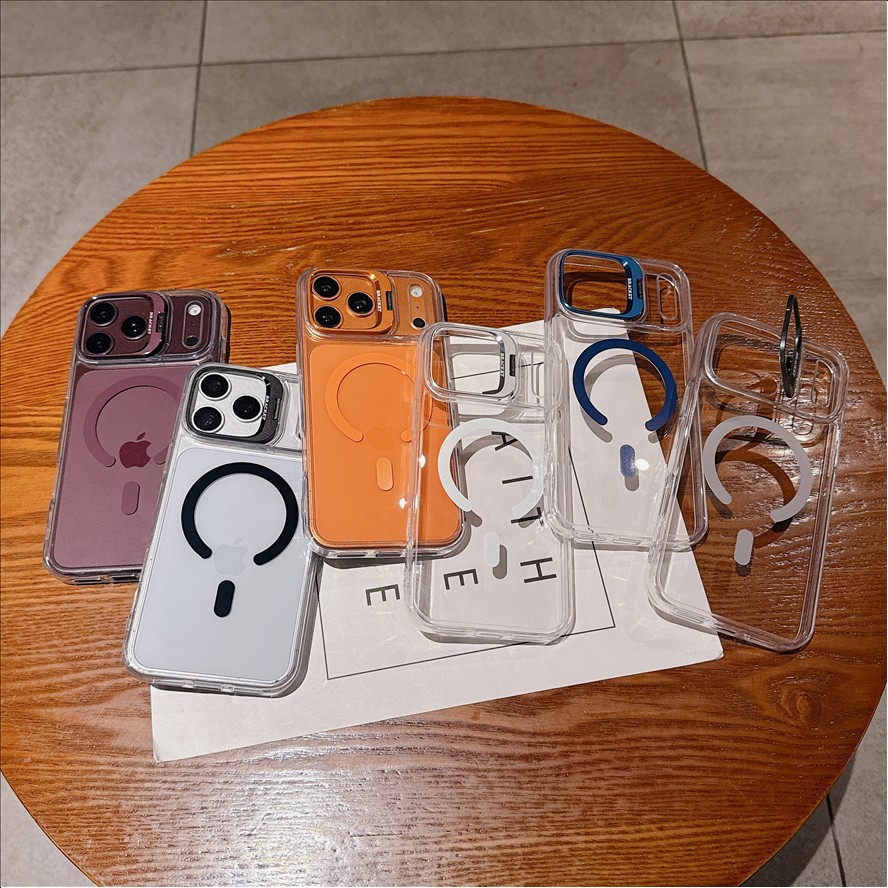 E2 Wireless Magnetic Charging Transparent Phone Case With Lens Holder for iPhone 18 Pro max 17 16 15 14Plus 1 1 12 13 Pro