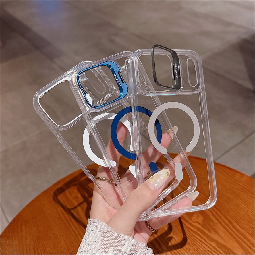 E2 Wireless Magnetic Charging Transparent Phone Case With Lens Holder for iPhone 18 Pro max 17 16 15 14Plus 1 1 12 13 Pro