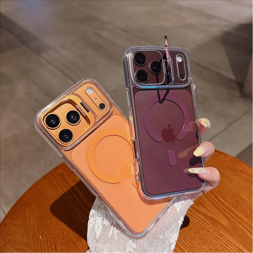 E2 Wireless Magnetic Charging Transparent Phone Case With Lens Holder for iPhone 18 Pro max 17 16 15 14Plus 1 1 12 13 Pro