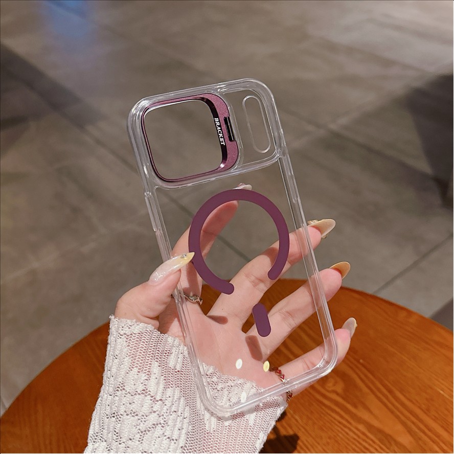 E2 Wireless Magnetic Charging Transparent Phone Case With Lens Holder for iPhone 18 Pro max 17 16 15 14Plus 1 1 12 13 Pro