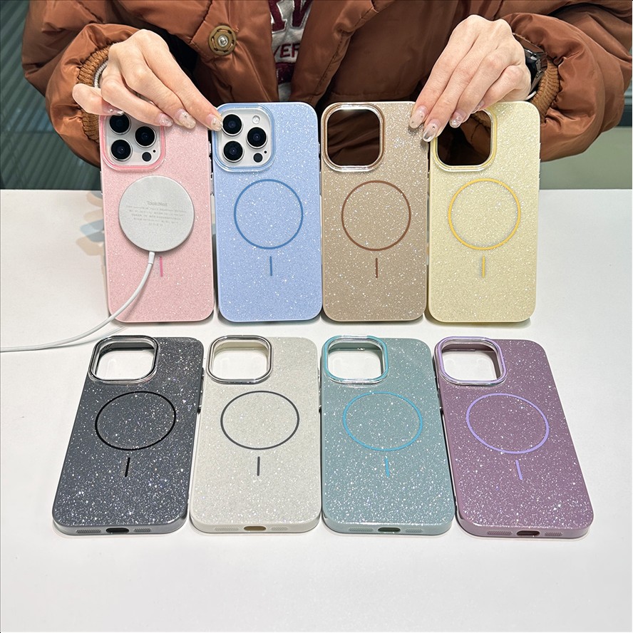 S2 Glitter Magnetic Wireless Charging Shockproof Anti Drop Phone Case for iPhone 11-17 Pro Max IPhones 15 Pro Max