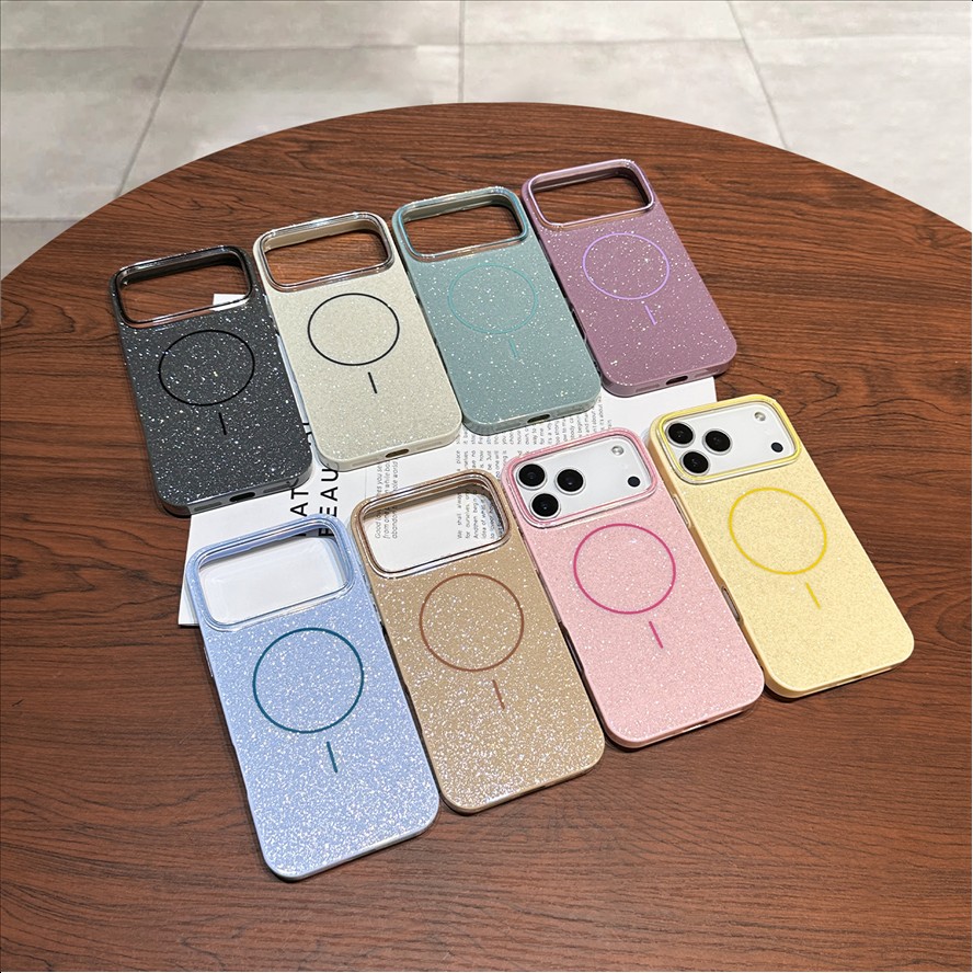 S2 New Glitter Powder All-Inclusive Anti-Fall Magnetic Mobile Phone Protective Case for iPhone 17 Pro 18 Pro Max