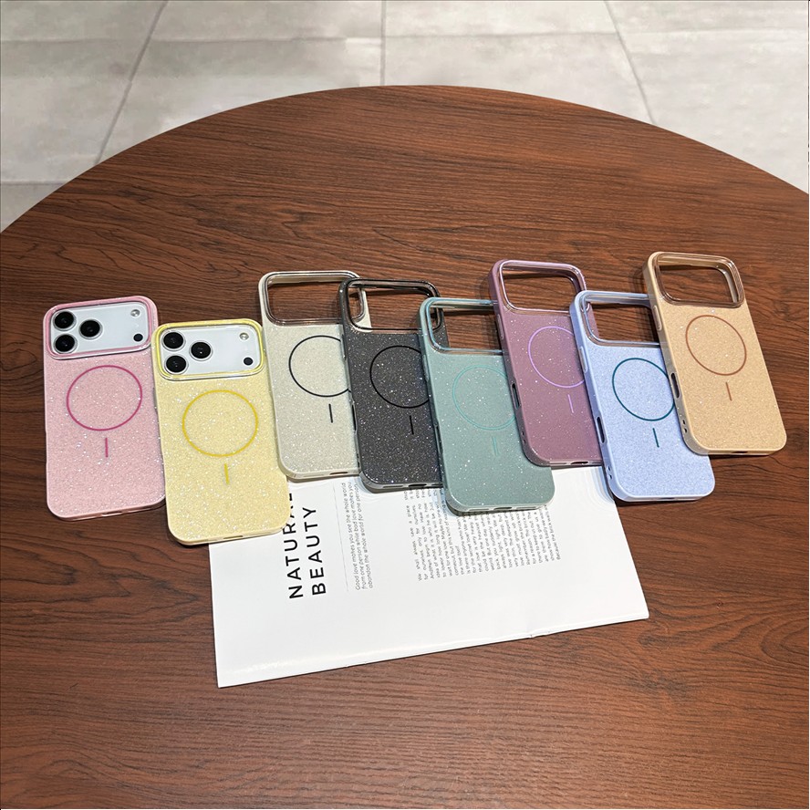 S2 New Glitter Powder All-Inclusive Anti-Fall Magnetic Mobile Phone Protective Case for iPhone 17 Pro 18 Pro Max