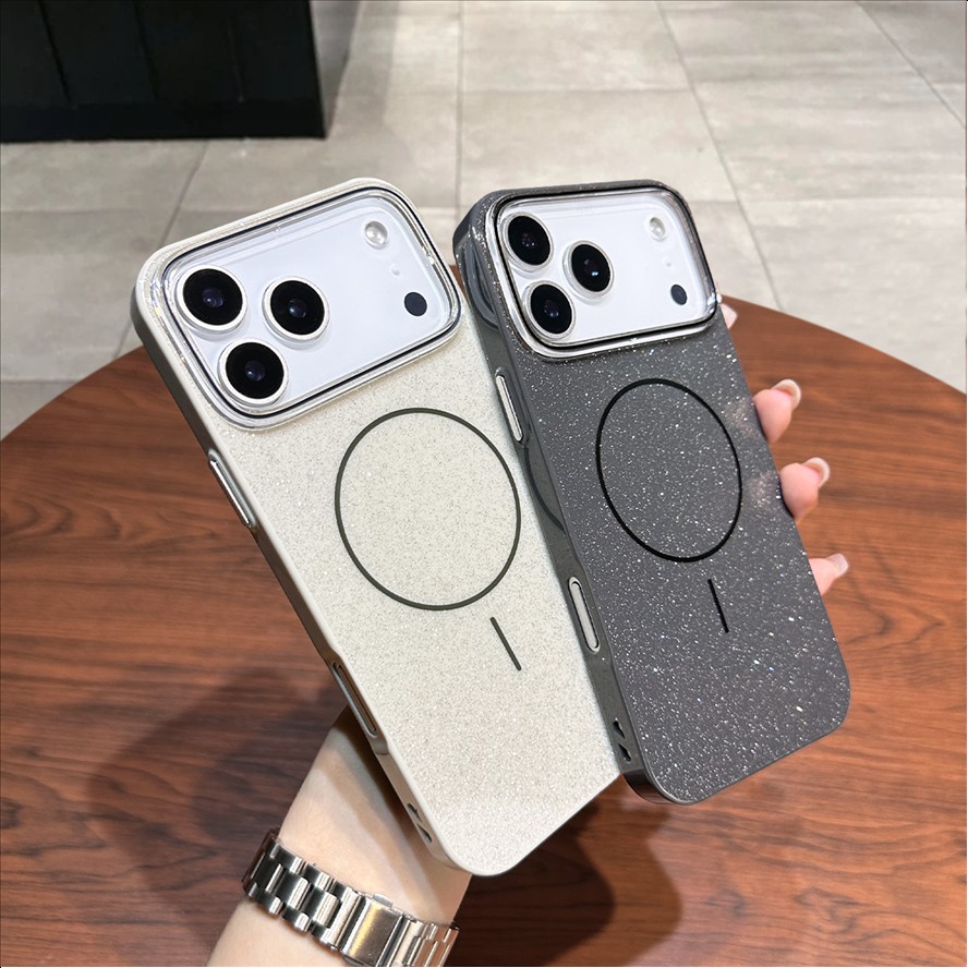 S2 New Glitter Powder All-Inclusive Anti-Fall Magnetic Mobile Phone Protective Case for iPhone 17 Pro 18 Pro Max