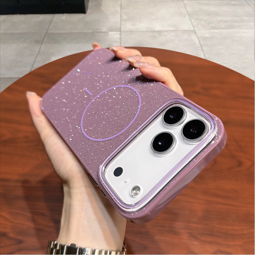 S2 New Glitter Powder All-Inclusive Anti-Fall Magnetic Mobile Phone Protective Case for iPhone 17 Pro 18 Pro Max