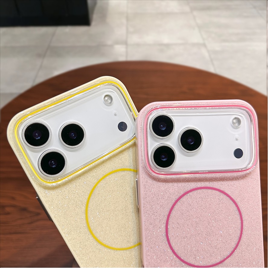 S2 New Glitter Powder All-Inclusive Anti-Fall Magnetic Mobile Phone Protective Case for iPhone 17 Pro 18 Pro Max