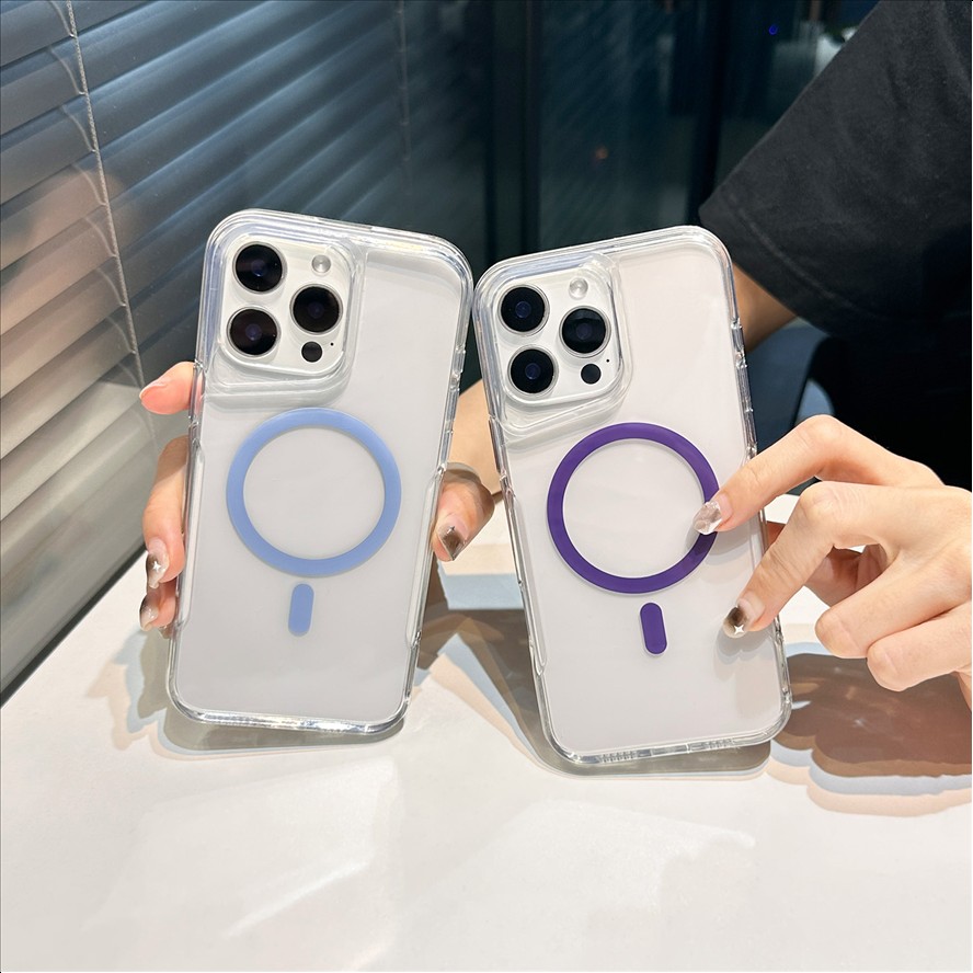 Y3 Slim-Waist Transparent Magnetic Mobile Phone Cases for iPhone 17 Pro Max 17 Air 16 15 14 13 12 11 Shockproof Clear Back Cover